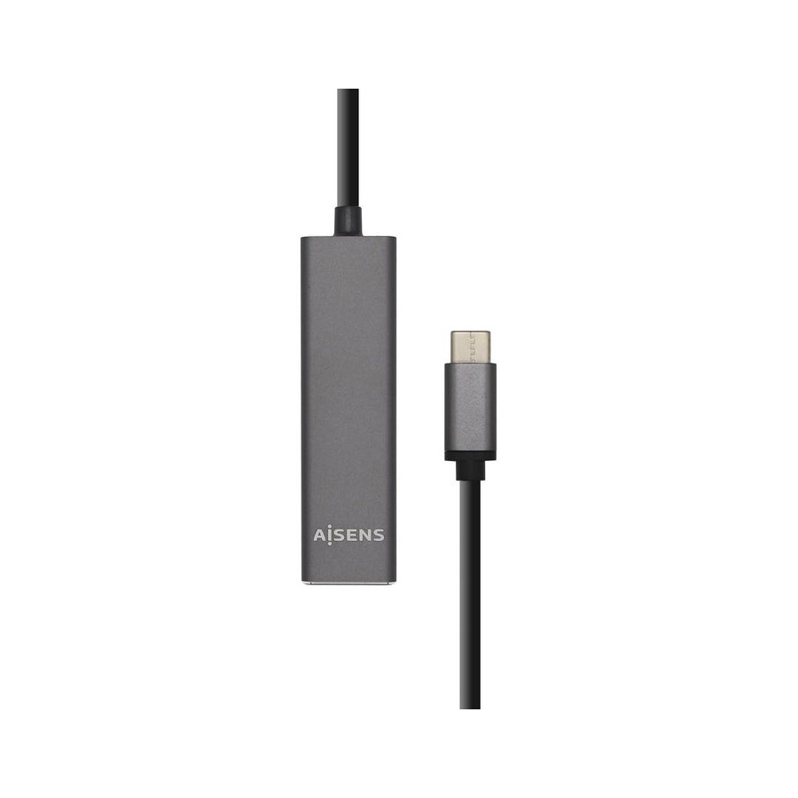 Aisens hub usb 3.1 usb-c macho a 4x tipo a hembra - 15cm - gris