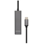 Aisens hub usb 3.1 usb-c macho a 4x tipo a hembra - 15cm - gris