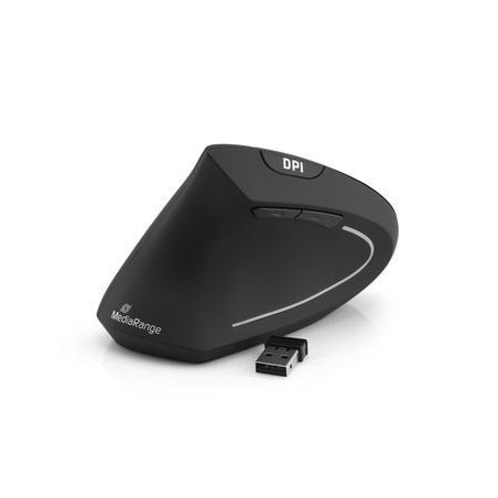 Mediarange ratón inalámbrico vertical izquierdo, negro