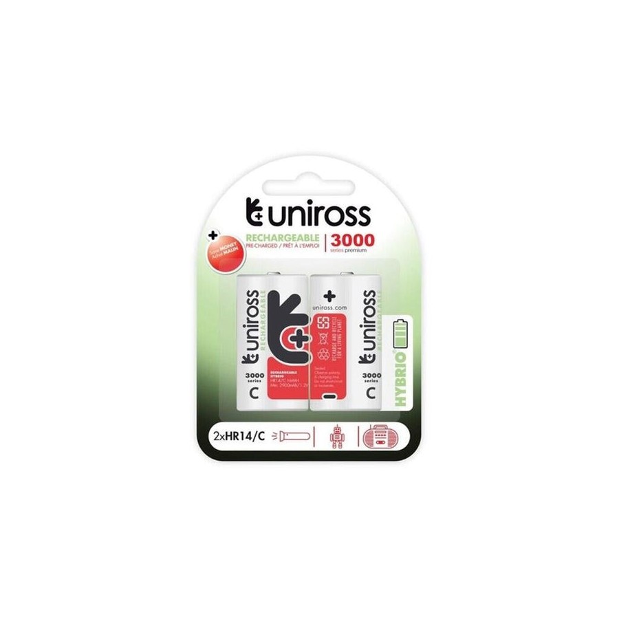 Uniross hybrio pila recargable hr14 c 3000mah blister*2