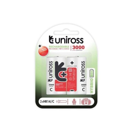 Uniross hybrio pila recargable hr14 c 3000mah blister*2