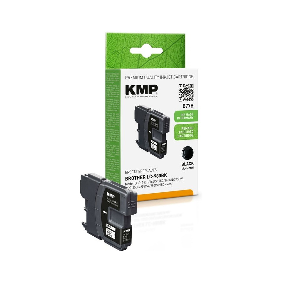 Kmp b77b tintenpatrone schwarz kompatibel mit brother lc-980 bk