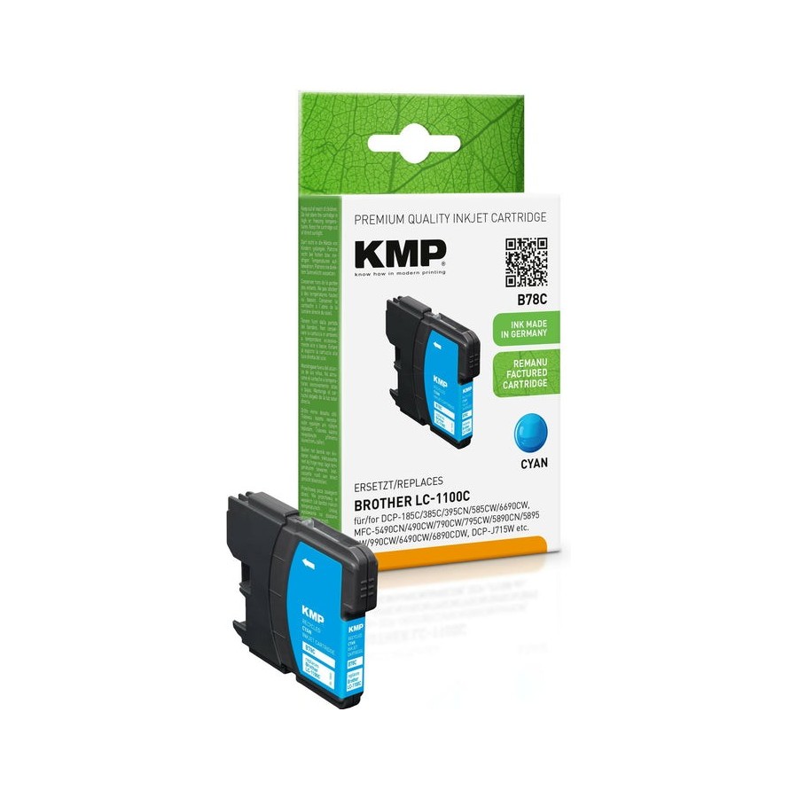 Kmp b78c tintenpatrone cyan kompatibel m. brother lc-1100 c