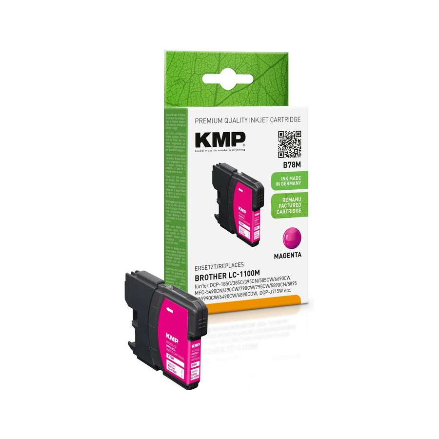 Kmp b78m tintenpatrone magenta kompatibel m. brother lc-1100 m