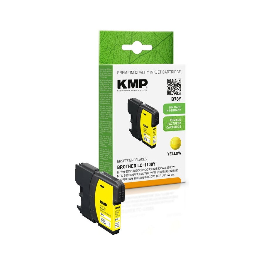 Kmp b78y tintenpatrone yellow kompatibel m. brother lc-1100 y