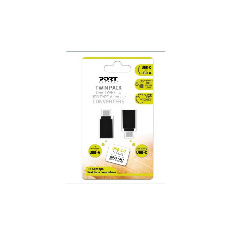 Port designs adaptador usb type-c a usb-a - dual pack 900142