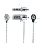 Tooq cable de seguridad universal con combinacion para portatiles - bloqueo de 4 digitos - acero 4.5mm - longitud 1.50m