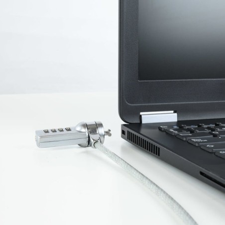 Tooq cable de seguridad universal con combinacion para portatiles - bloqueo de 4 digitos - acero 4.5mm - longitud 1.50m