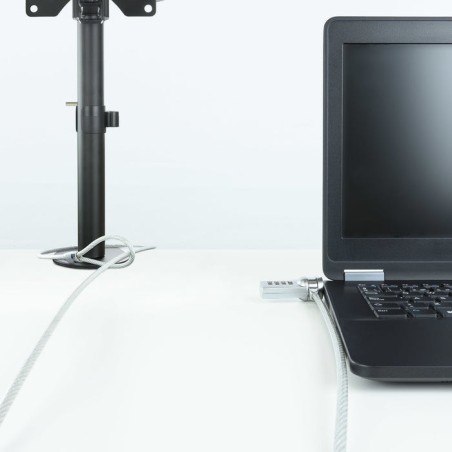 Tooq cable de seguridad universal con combinacion para portatiles - bloqueo de 4 digitos - acero 4.5mm - longitud 1.50m