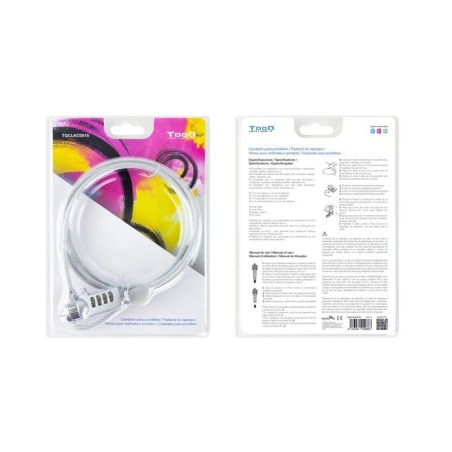 Tooq cable de seguridad universal con combinacion para portatiles - bloqueo de 4 digitos - acero 4.5mm - longitud 1.50m