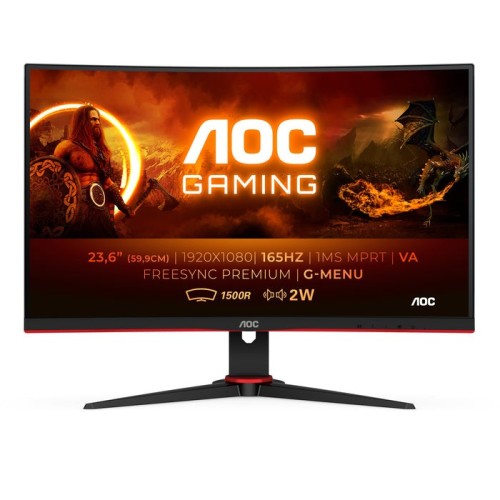 Monitor aoc 23.6" c24g2ae gaming curvo  full hd/ multimedia/ negro