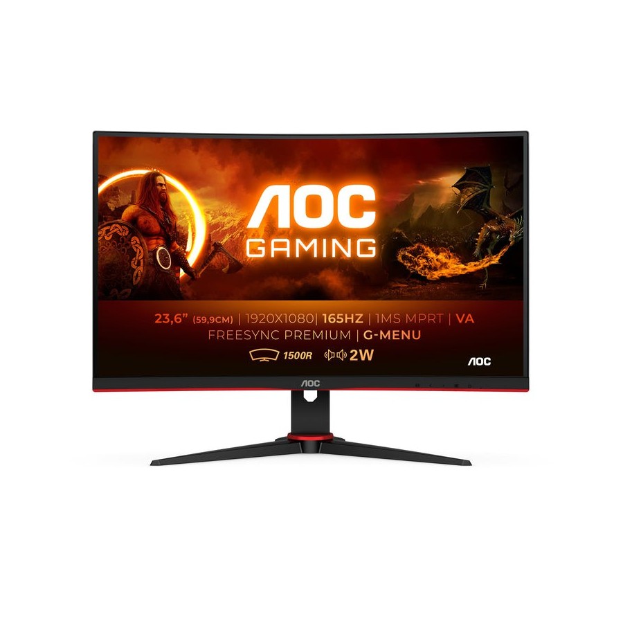 Monitor aoc 23.6" c24g2ae gaming curvo  full hd/ multimedia/ negro