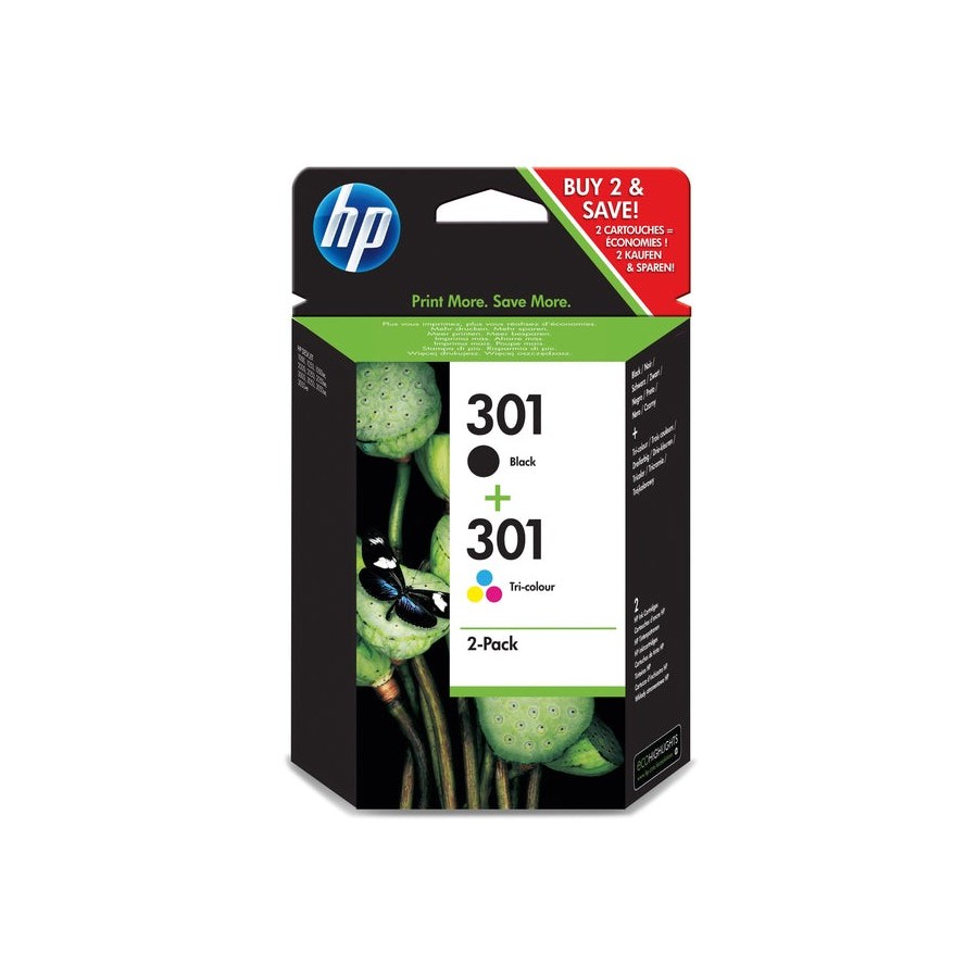 Tinta original hp 301 multipack negro tricolor n9j72ae