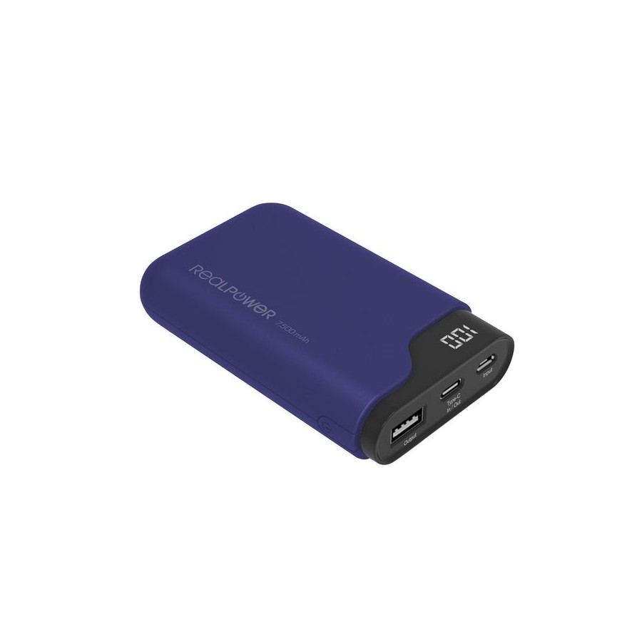 Batería externa realpower pb-7500c azul noche, usb c