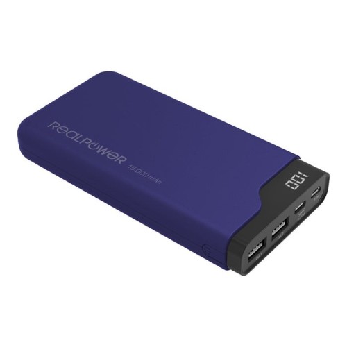 Batería externa realpower pb-15000c azul medianoche, usb c