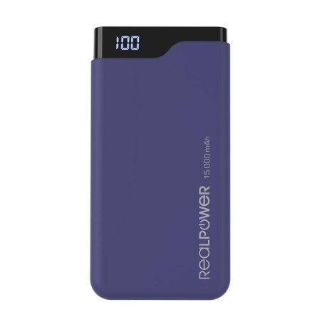 Batería externa realpower pb-15000c azul medianoche, usb c