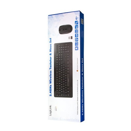 Logilink (aleman) teclado y raton inalambrico wl black de 1000dpi combo