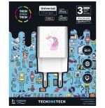 Cargador de pared tech one tech unicornio dream 2xusb 2.4a blanco