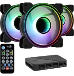 Pack 3 ventiladores aerocool mirage 12 argb pro 12cm + h66f hub + mando a distancia