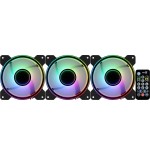 Pack 3 ventiladores aerocool mirage 12 argb pro 12cm + h66f hub + mando a distancia