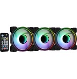 Pack 3 ventiladores aerocool mirage 12 argb pro 12cm + h66f hub + mando a distancia