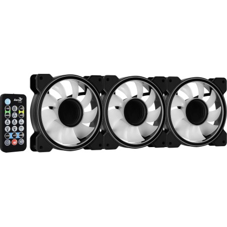Pack 3 ventiladores aerocool mirage 12 argb pro 12cm + h66f hub + mando a distancia
