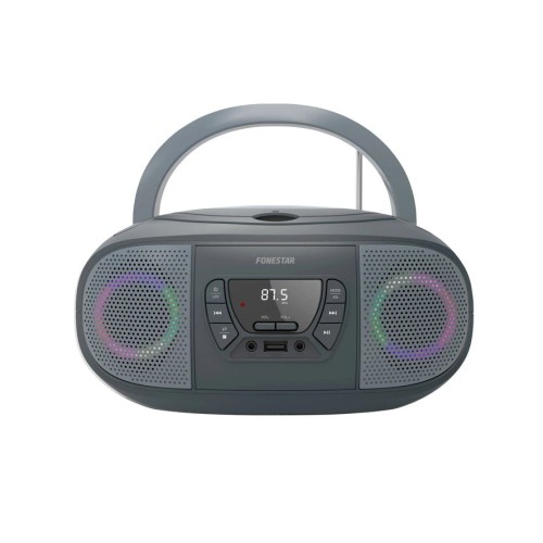 Radio cd fonestar boom-go-g gris 4w rms bluetooth fm usb/mp3 aux in salida auriculares efectos luminosos