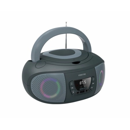 Radio cd fonestar boom-go-g gris 4w rms bluetooth fm usb/mp3 aux in salida auriculares efectos luminosos