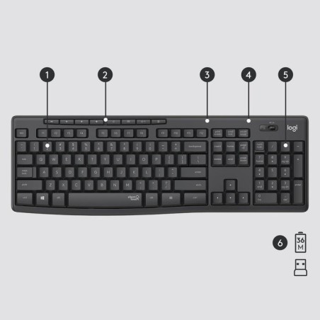 Teclado ingles + ratón logitech mk295 usb qwerty internacional ee.uu. grafito