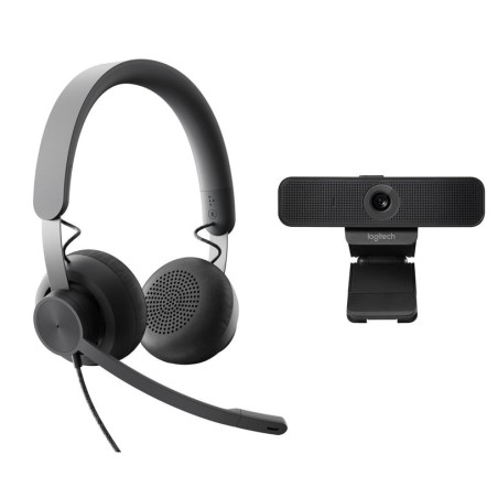 Logitech pack personal de colaboracion con video webcam c925e fullhd 1080p + auriculares  uc zone wired - color negro