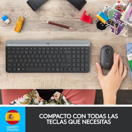 Teclado español + ratón logitech mk470 usb qwerty grafito 920-009198