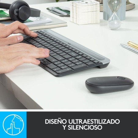 Teclado español + ratón logitech mk470 usb qwerty grafito 920-009198