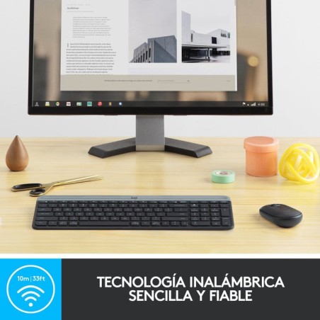 Teclado español + ratón logitech mk470 usb qwerty grafito 920-009198