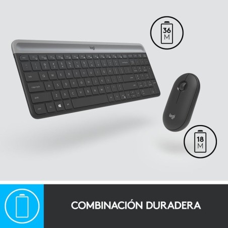 Teclado español + ratón logitech mk470 usb qwerty grafito 920-009198