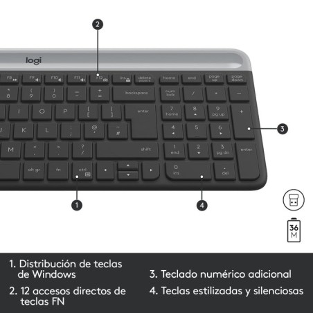 Teclado español + ratón logitech mk470 usb qwerty grafito 920-009198