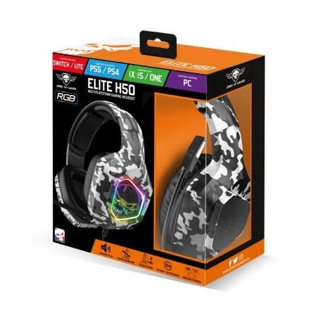 Auriculares gaming con micrófono spirit of gamer elite-h50 jack 3.5 camuflaje ártico