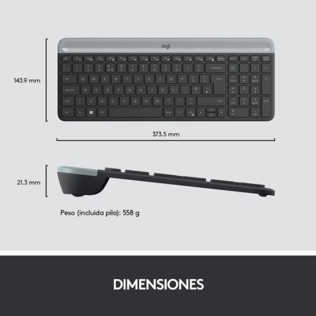 Teclado español + ratón logitech mk470 usb qwerty grafito 920-009198