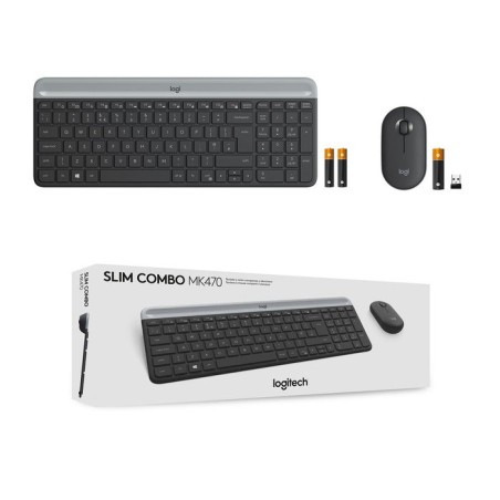 Teclado español + ratón logitech mk470 usb qwerty grafito 920-009198