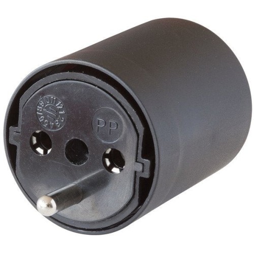 Adaptador fix de a ch negro 230v 3 pines t12 a schuko