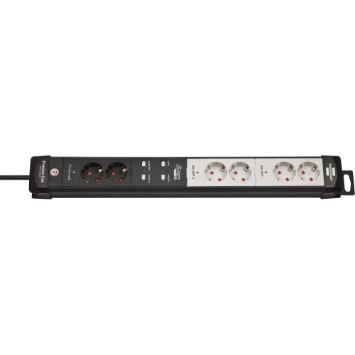 Brennenstuhl connect premium-line base múltiple 3 m 6 salidas ac interior negro, blanco