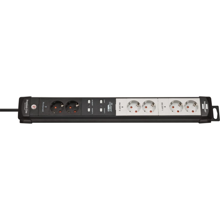 Brennenstuhl connect premium-line base múltiple 3 m 6 salidas ac interior negro, blanco
