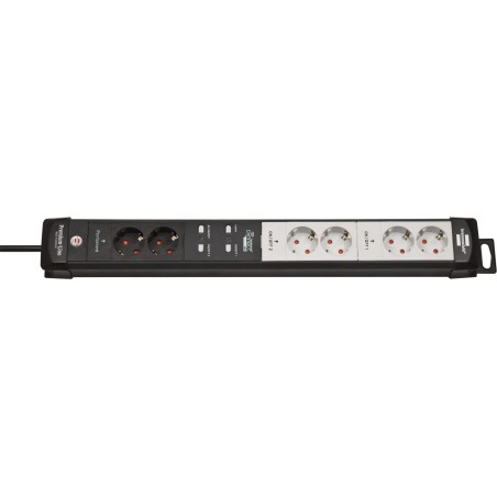 Brennenstuhl connect premium-line base múltiple 3 m 6 salidas ac interior negro, blanco