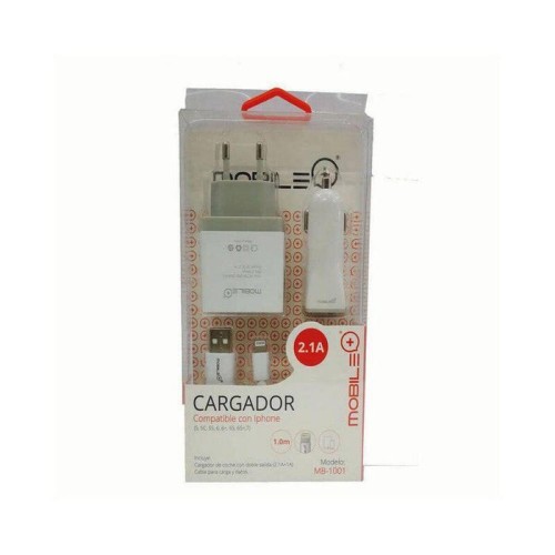 Cargador casa y coche + cable iphone mb-1001