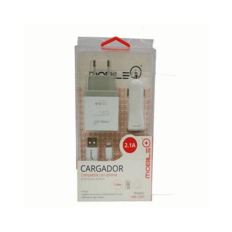 Cargador casa y coche + cable iphone mb-1001