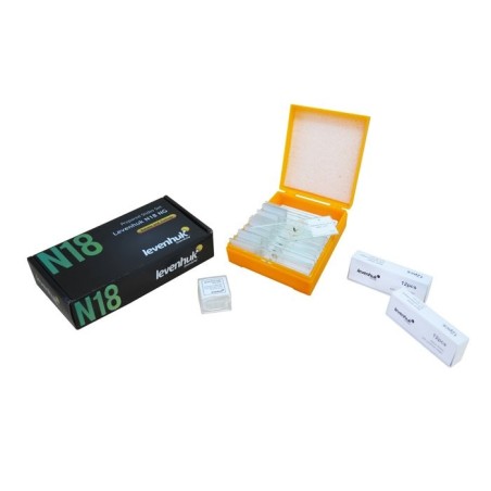 Levenhuk n18 ng preparatenset vidrio portaobjetos de microscopio