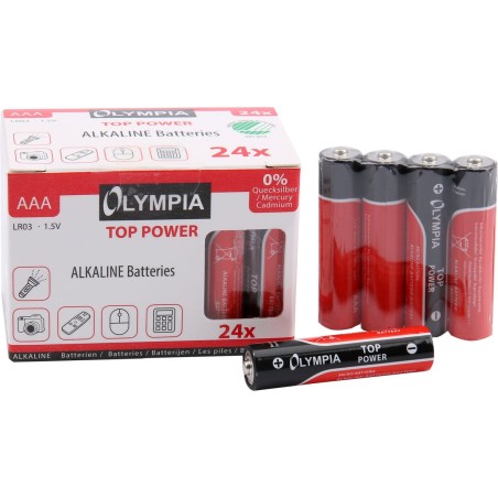 Paquete de 24 pilas alcalinas olympia aaa