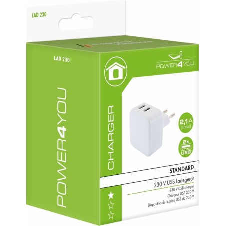 Schwaiger adaptador de carga 230v, 2xusb 2.0 a enchufe 1 x eurost.typc