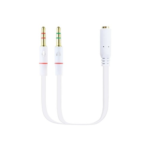 Nanocable cable adaptador audio jack 3.5mm hembra 4 pines a 2x jack 3.5mm macho 3 pines 0.20m - blanco
