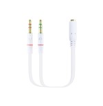 Nanocable cable adaptador audio jack 3.5mm hembra 4 pines a 2x jack 3.5mm macho 3 pines 0.20m - blanco