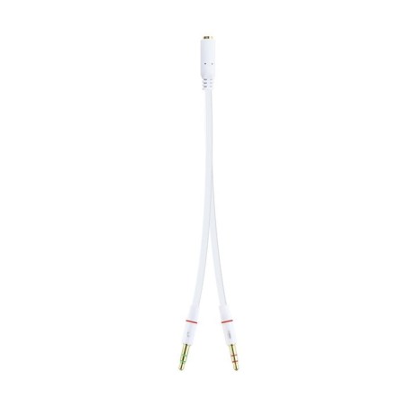 Nanocable cable adaptador audio jack 3.5mm hembra 4 pines a 2x jack 3.5mm macho 3 pines 0.20m - blanco